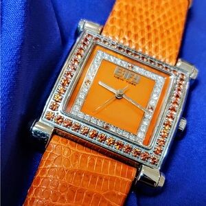 Effy Luxury Real Orange Sapphire and Diamonds Limited Collection Womens Watch